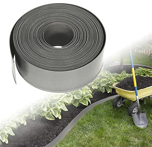 UISEBRT - Bordure de pelouse en plastique - 20 m - Rouleau de bordure de pelouse - Bordure de jardin - Bordure décorative pour le jardin - Gris clair