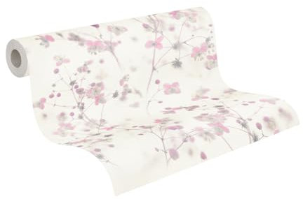 A.S. Création Blumentapete Rosa Weiß PintWalls 387264 Vliestapete Tapete Blumen Floral Grau 10,05x0,53m Made in Germany