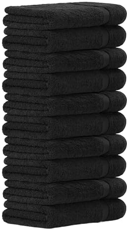 Luckytowel Saunahandtuch Set 80x200cm – Oeko-TEX Saunatücher aus 100% Baumwolle mit 600 g/m² – Saunatuch groß mit Aufhängeschlaufe – flauschig & saugstark – Sauna Handtuch Set – 10er Pack Schwarz