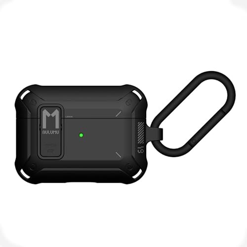 Aulumu A19 Custodia per AirPods Pro [2ª/1ª Generazione] con Chiusura•Cover Protettiva Robusta a Corpo Intero con Portachiavi•Compatibile con Apple per AirPods Pro (2022/2019)•per Uomini e Donne, Nero