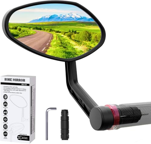 RBRL Fahrradspiegel Extra Breit Rückspiegel Stoßfeste Spiegelfläche Fahrradspiegel für E-Bike Universal Rückspiegel (links)