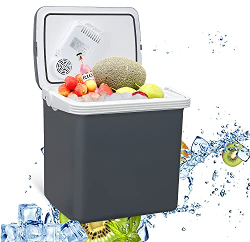 Vigevee 24 Liter Kühlbox Elektrischer, Tragbare Mini-Kühlschrank Kühlt & Wärmt, Auto Kühlbox dürfen 12 Volt und 230 Volt ECO Modus Mit Kabel, für Auto und Camping Reisen