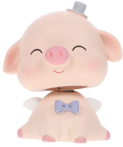 VICASKY Wobble Head Pig Car Decor Desktop Decor Pig Ornament Squinting Eyes for Home and Car