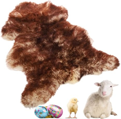 lammfellpark® Weich Schaffell Echt, Premium Lammfell Geflammt 100-110cm Schaffell Teppich - Echtes Naturfell Weich Flauschig Wollteppich, öko Schafsfelle Echt Fell Deko - Teppich Fell Größe L