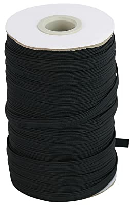 EVYIENEN 6mm Elastique Plat Noir，45m Elastique Couture Bande Elastique pour la Couture et Le Menage Artisanat Tissus Coudre