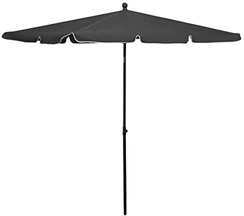Homgoday Parasol de jardin avec poteau 210 x 140 cm Anthracite, parasol de jardin, plage, pêche extérieure coupe-vent, portable pour balcon, terrasse extérieure, piscine