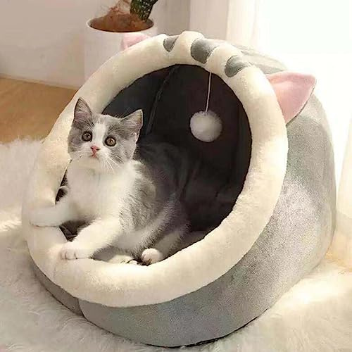 Gato, Cueva para Gatos, Camas cómodas para Gatos de Interior, Cesta para Gatos para Dormir, Camas Bonitas para Gatos, Cueva semicerrada para Mascotas y Perros