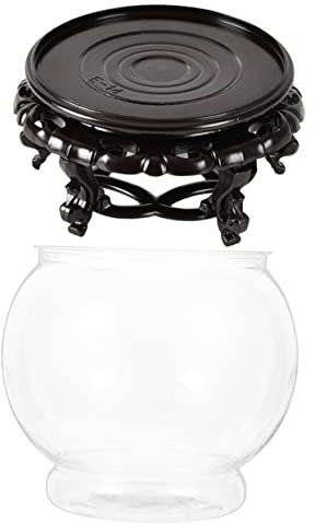 FRCOLOR Aquarium en Plastique Transparent Forme Globe pour Décoration de Bureau à Domicile, Récipient Créatif Élégant et Vintage pour Poissons