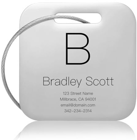 KCULE Customized Stainless Steel Luggage Tags: Personalize Your Suitcases, Backpacks, and Bags with Your Text (Silver)