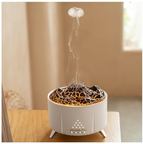 Humidificador Inalambrico Humidificador y purificador de aire en uno, Humidificador Volcan Bocina Bluetooth, Humificador De Humedad Humidificador Plantas Interior,White