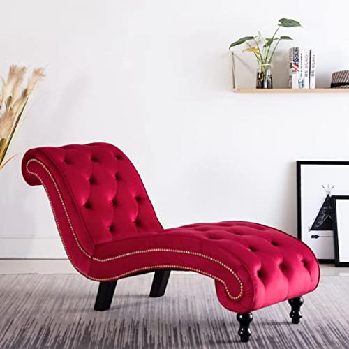 Vopese Chaiselongue Relaxliege Sessel Komfortliege Loungesessel Möbel Komfortliege Sesselliege Relaxsessel Büro Rot Samt