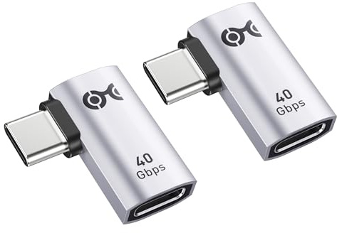 Cable Matters 2-Pack 40Gbps Flat Right Angle USB C Adapter, Up to [4K@240Hz Video, 240W Charging, 40Gbps Data Transfer] 90 Degree USB C Adapter, Compatible with Thunderbolt 4, iPhone 16, Steam Deck