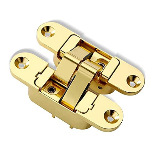 Scharniere 2 Stück Dreidimensionale unsichtbare Türscharniere Holztür Falttüren Kreuz 180 ° innen und außen offene versteckte Scharniere (Color : Gold, Size : Right)