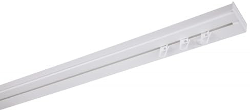 Mon Mobilier Design SIMI Rail de Plafond Tringle en PVC pour Rideaux à Crochets Blanc Monorail Droit 120 cm