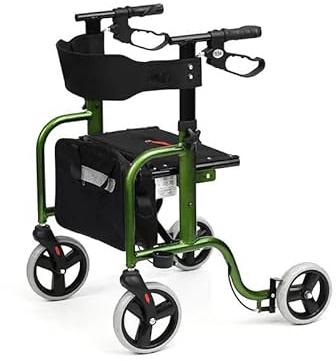 Klappbarer Rollator, Gehhilfe für Senioren, Leichter Rollator für Senioren mit Armlehnen-Rückenlehne, Klappbarer Rollator, Mobilitäts-Gehhilfe für Erwachsene und ältere Menschen
