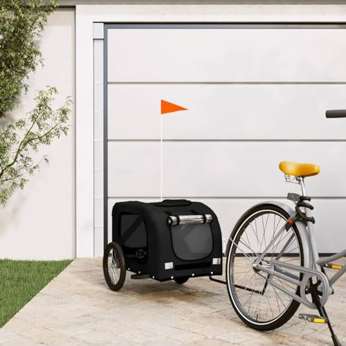 Homgoday Remolque de Bicicleta para Perros Hierro y Tela Oxford Negro, Remolque de Bicicleta para Perros, Carrito para Mascotas, Silla Ruedas, Tipo Cochecitos para Mascotas y Animales Type1