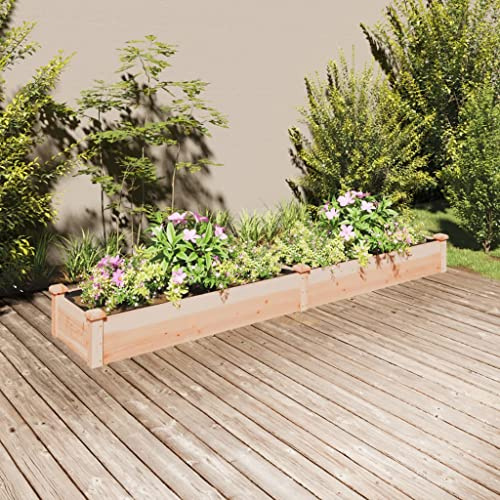 Hovothy Bancal alto con inserción, bancal elevado de madera, para jardín, 240 x 45 x 25 cm, madera maciza de abeto
