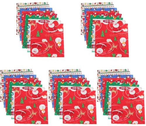 VILLCASE 40 STK Patchwork-Kopf Bastelstoff aus Baumwolle Quilten von Stoffquadraten kollegen weihnachtsgeschneke Pillowcases Weihnachtsquiltstoff Weihnachtsstoff rot