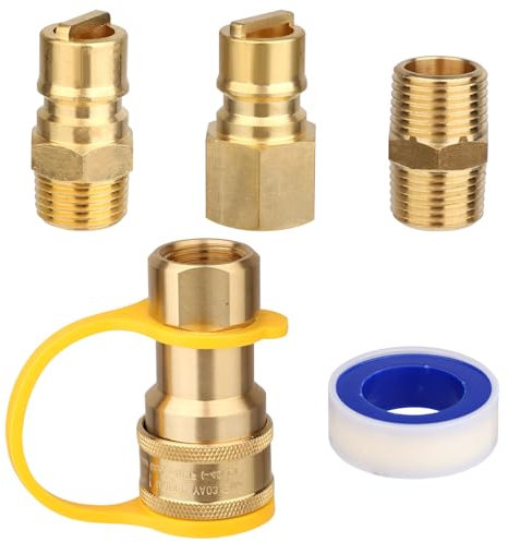 NQEUEPN 5pz Kit Raccordi Rapidi Gas Naturale, 1/2 Pollice Tubo Flessibile Gas Naturale Tubo Flessibile Gas Naturale Tubo Flessibile Propano Tubo Flessibile Fornitura di Gas Naturale per Generatori