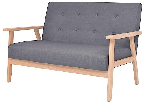 Hommdiy 2 Sitzer SofaLoungesofa,SchlafzimmerSofa, WohnzimmerSofa Stoff Dunkelgrau 2-Sitzer