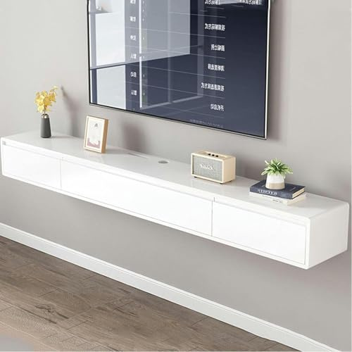 BTURYT TV Lowboard Hanging-Floating TV Cabinet-Wall Mounting TV Cabinet, WLAN Router, DVD Storage Shelves, Media Console Entertainment Center TV Shelf, Solid Wood TV Lowboard for Hanging ~//