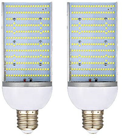 Super Bright 250W LED Corn Bulb E40/E27 Base 5000K Daylight 35000LM 1000W CFI HPS Metal Halide Replacement Ideal for Street Garage Warehouse High Bay Lighting 2 Pack 60W White Light E40 Bulbs