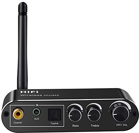 Jrifedptry Convertitore digitale-analogico Bluetooth 5.1 Ricevitore ottico/coassiale a AUX Uscita audio 3,5 mm con controllo del volume