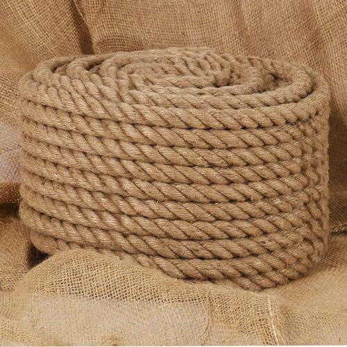 Rantry Juteseil 25 m lang 20 mm dick Nautik Seil Arbeitsseil Mehrzweckseil Outdoorseil Nautik Seil Mehrzweckseil Mehrzweckseil