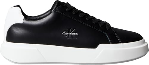 Calvin Klein Sneaker con Suela Cupsole Hombre Chunky Laceup de Piel, Negro (Black/Bright White), 42