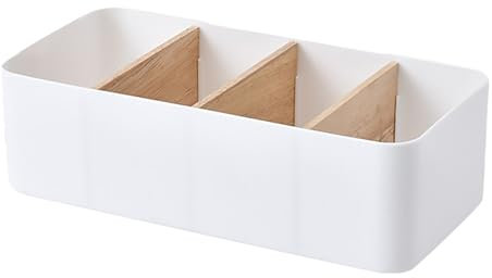 Soporte De Bolsitas De Té Cesta de almacenamiento creativa de madera y plástico for escritorio, caja for bolsas de té, caja de almacenamiento con múltiples compartimentos, caja con ranura desmontable(