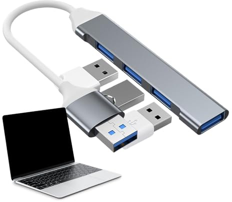 Hub USB per laptop Adattatore splitter portatile a 4 porte, compatto trasferimento dati rapido | Estensione USB multiuso Impostazioni desktop, accessori per laptop, stampante, ventilatore, scrivania