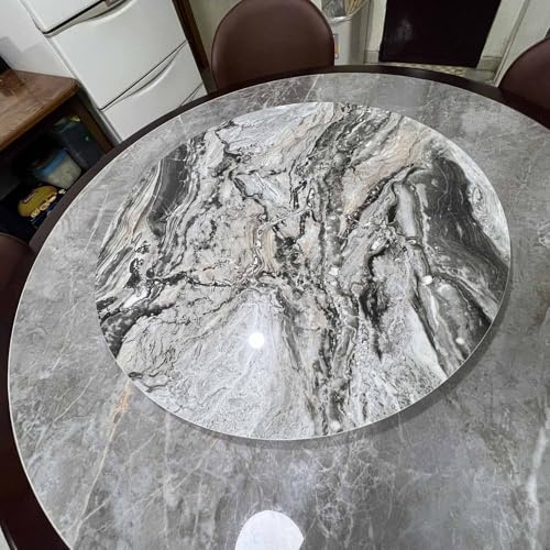 Decmiroor Plateau Rotatif en Marbre Rond, 40-100 cm Grand Plateau Tournant de Table À Manger, Plaque de Service Rotative, Assiette de Service Rotation(Brown,20/50cm)