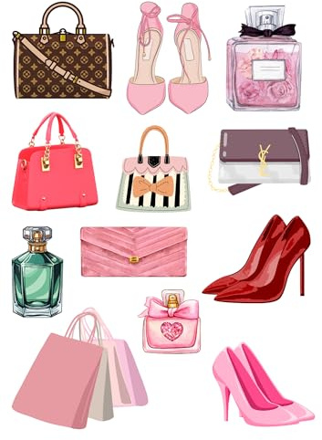 Edible print A4 Womans Girls theme Cake topper set cake decorations Wafer Card NOT-PRECUT- Birthday - Mum - Handbags Perfume High heels
