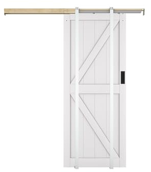 Vente-unique - Porte coulissante avec systéme à galandage en bois et MDF - blanc - H205 x 83 cm - NEFARA