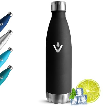 Grsta Gourde Isotherme, Gourde 500ml Sans BPA, Réutilisable Gourde Inox, 24h Froid et 12h Chaud, Bouteille d'eau en Acier Inoxydable, Anti Fuite Bouteille Isotherme pour Enfant, Randonnee, Yoga