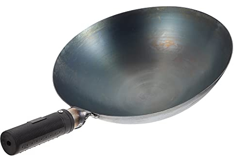 VALICLUD Wok Sartén para Cocinar 34 Cm Acero al Carbono Mango Seguro Multifunctional Cocinar Doméstico Restaurante Utensilios Cocina