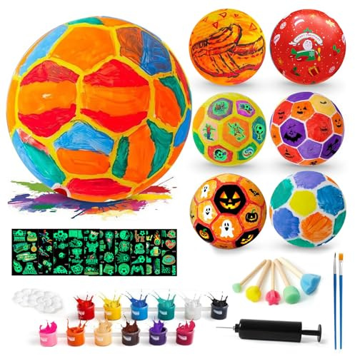 YushengTai Fußball Malset Bastelset Kinder ab 6 8 9 10 Jahre, Fussball Geschenke Jungen, Fußball DIY Malset mit Pigment Aufkleber, Kreativ Set für Kinder Jungen und Mädchen
