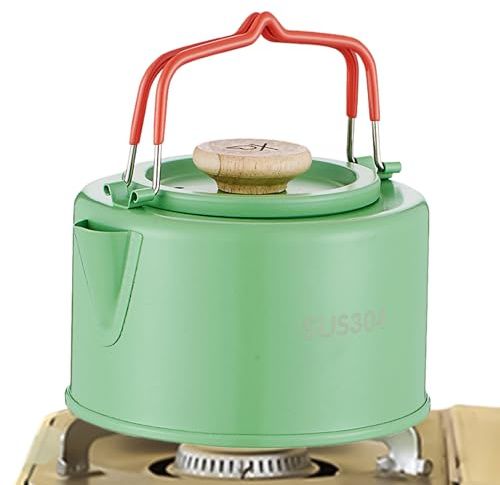 Bouilloire de camping - Bouilloire de camping | Bouilloire de camping | Théière portable de 1100 ml | Poignée résistante à la chaleur Chaudière à eau chaude | Petit kit de cuisine extérieur