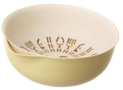 Ipetboom Scolapasta Ciotola Plastica Con Cestino Scolafragole e Contenitore Versatile Per Frutta e Verdura Giallo Resistente e Pratico Per Cucina Quotidiana