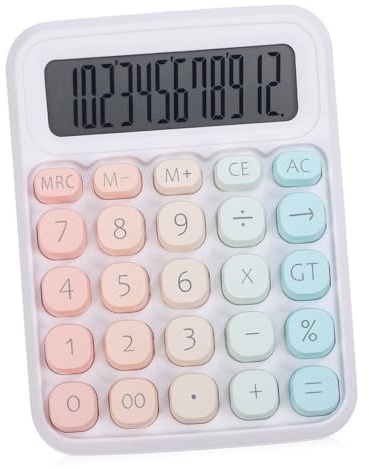 Parliky Calculadora Básica Mecánica Portátil Pequeña Morada con Diseño Colorido para Oficina Escuela y Escritorio