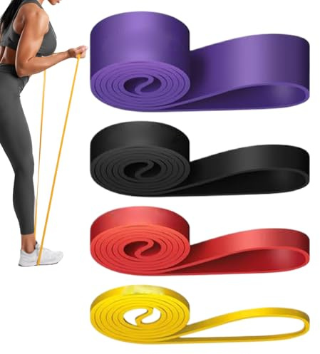 Bandes Élastiques de Fitness | 4 Pièces Sangles de Yoga pour Élongation | Ceinture de Traction pour Gym Maison Bureau Voyage | Professionnels Sportifs Débutants
