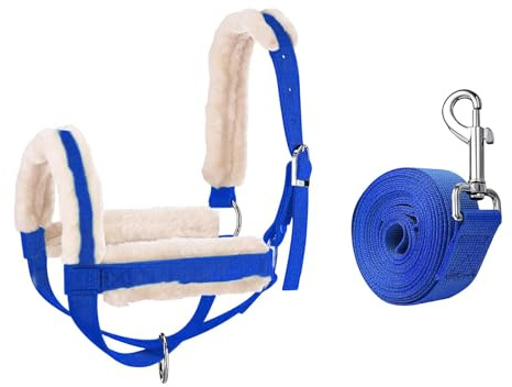 QSTDGVPW Cabezada para con Cuerda de Guía, Ajustable, para Entrenamiento Profesional Al Aire Libre Y Soporte para Terneros, Brida para Toros, Blue M