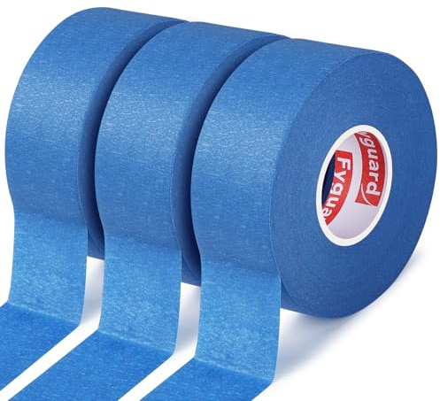 Fyguard 3 Rolls Masking Tape for Painting, 36mm x 50m Painters Tape Blue Crepe Paper Suitable Stickiness Waterproof for Renovations Decoration Sharp Paint Lines