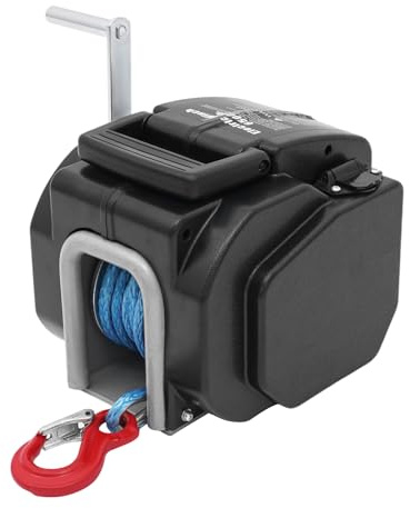 Elektrische Seilwinde 12v mit Funkfernbedienung 2948 Kg Tragkraft Elektrisch Seilzug Φ7.2mm×10m- Drahtseil 1.83m/min Ohne Last Steuergriff 3m- Kabellänge für max.5.5m Boot Bootstrailer Anhänger LKW