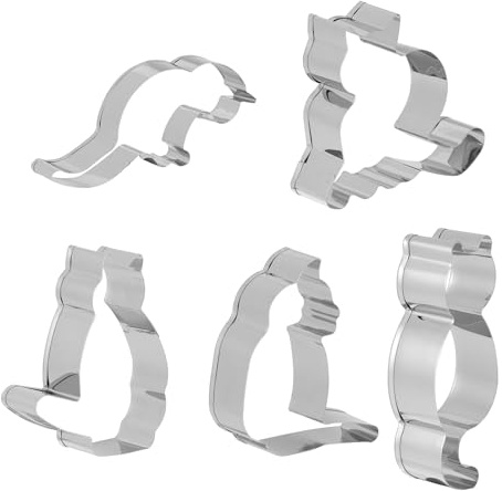 BESPORTBLE 5 pièces Lot Biscuits Acier Inoxydable Moules Pâtisserie Chat Variés Moule à Gâteau DIY pour Sablés Facile à Nettoyer et Démouler