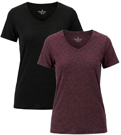 BEENIUBEE 2 Pack Merino Wool T Shirt for Women V Neck Wool Base Layer Women Short Sleeve Tops for Outdoor Sports