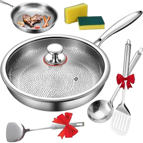 Genérico Sartén De Titanio Ultra Duradera Resistente, Utensilios De Cocina Antiadherentes Multifuncionales Sin Revestimiento (24cm)
