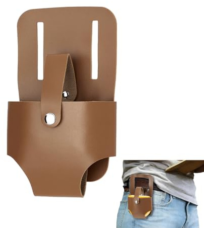 NBEADS 1 Pc Tape Measure Holder, PU Leather Belt Clip Holder 19.8x12.8cm Compact Size Tool Belt Pouch for Construction Carpenter DIY Outdoor Work and Home Repair
