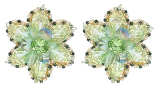 Kvinnors lyxiga flerskikts blommiga uttalande örhängen, glittrande strassörhängen för bröllop och fest, Stand, Legering, strass, Strass