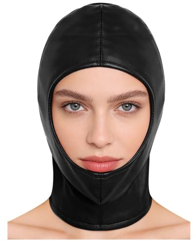 SiiRoh Unisex ögon och munlösa helansiktsmask kostym riddarhatt huvudbonad fuskläder mask svart man en storlek